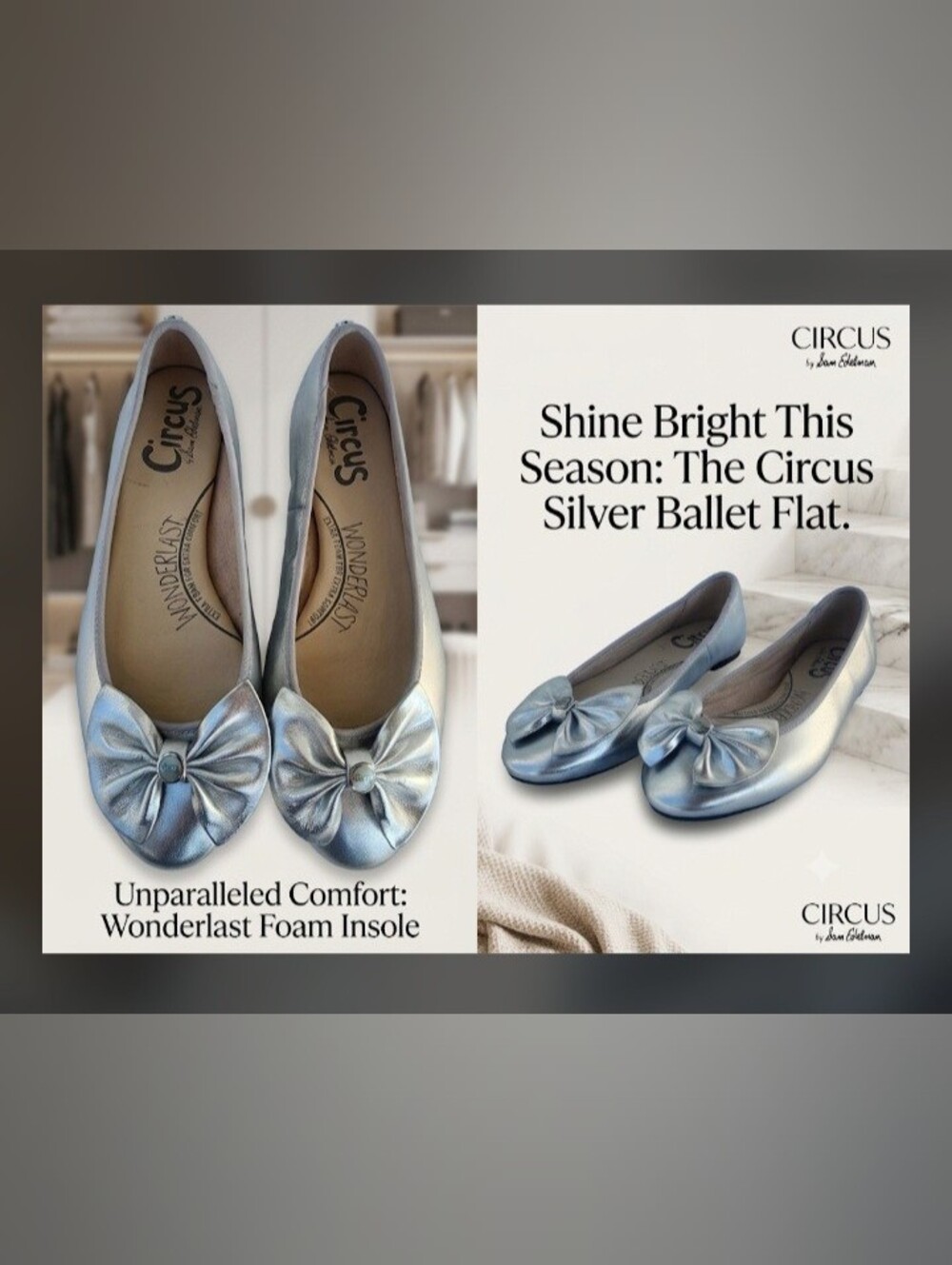 Circus by Sam Edelman Silver Ballet Flat with Bow
